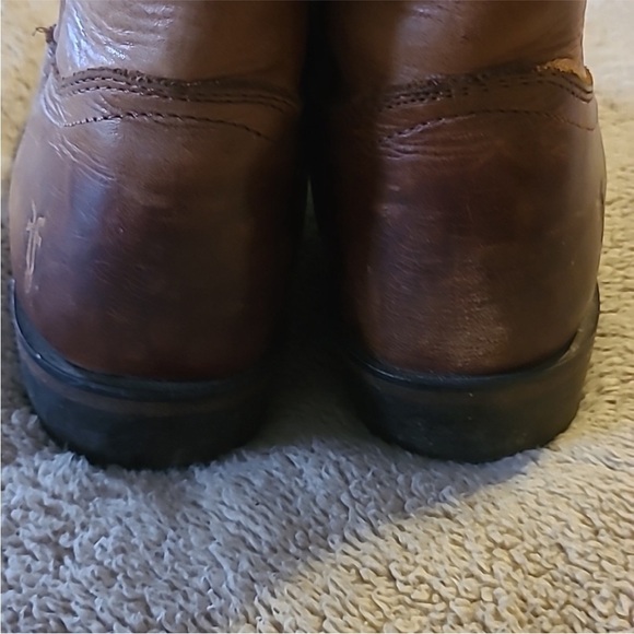 Frye Billy Short Pull On Cognac Brown Leather Southern Cowboy Ankle boots 6.5 - Picture 9 of 12